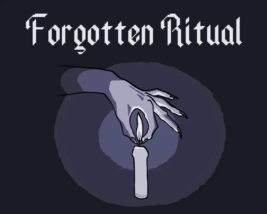 Forgotten Ritual cover: a purple hand holding a lit candle